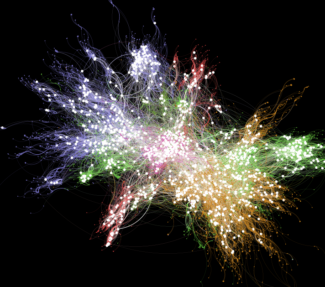 Network diagram of light fibers