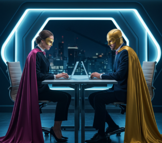 A conversation in the future (AI image)