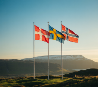 Flags of Denmark, Sweden, and Norway