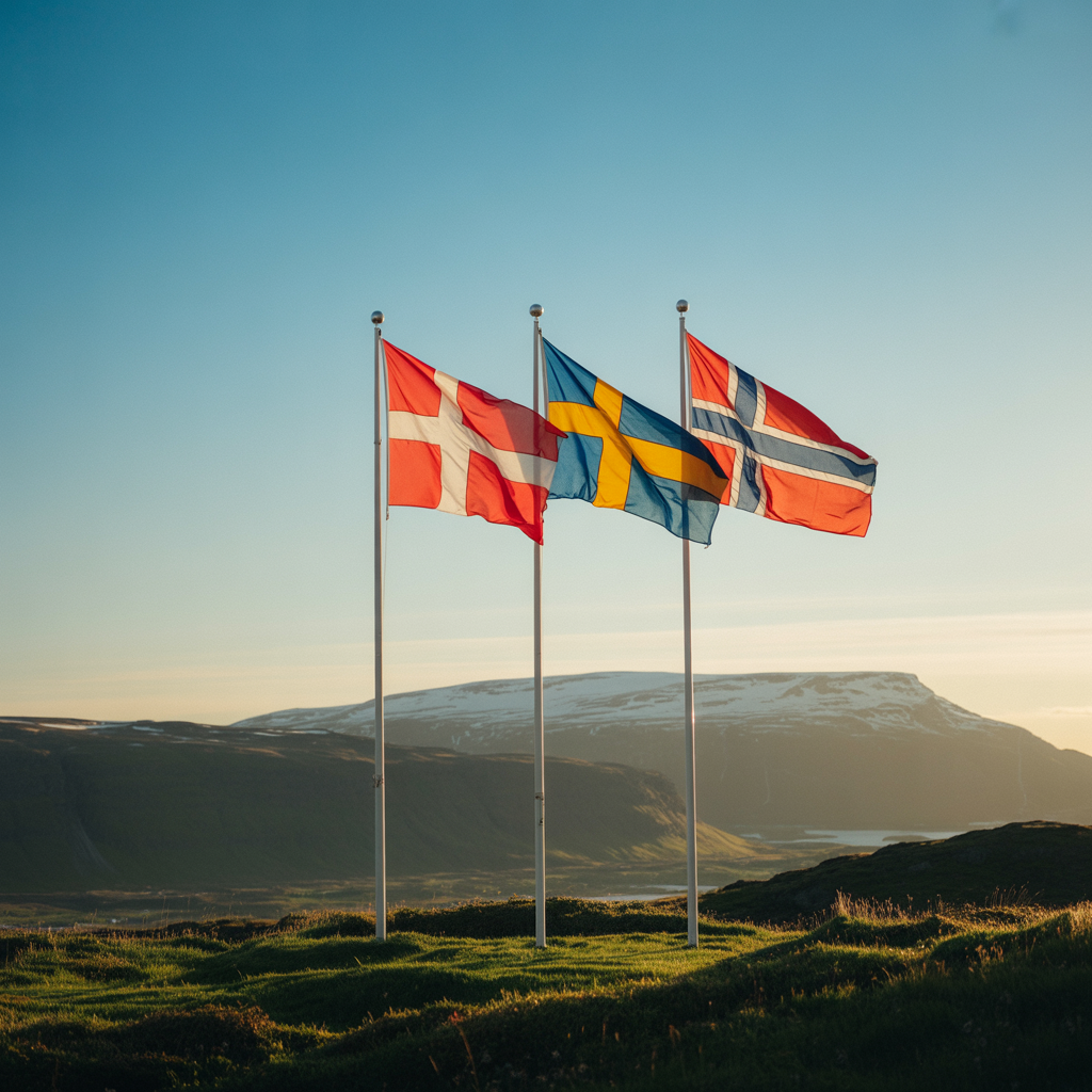Flags of Denmark, Sweden, and Norway
