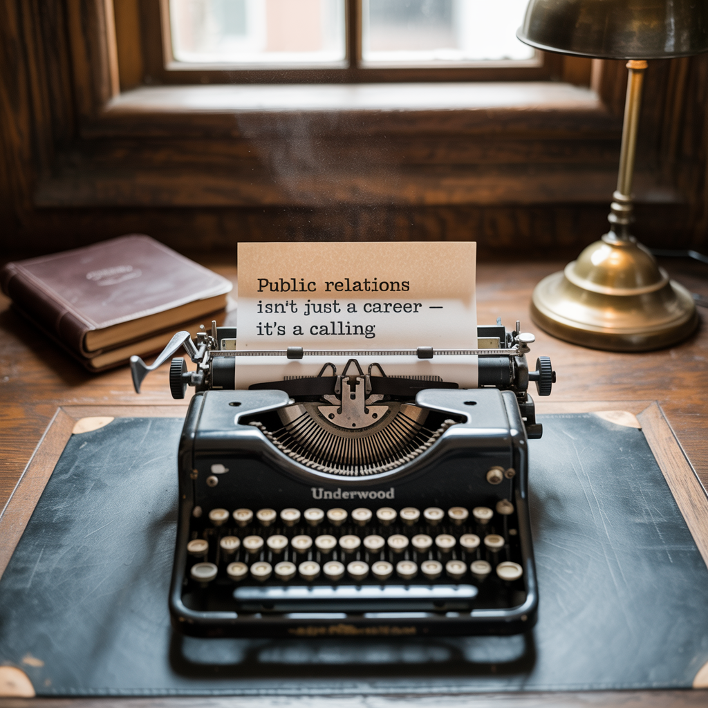 Typed paper with the words "PR isn't just a career. It's a calling."
