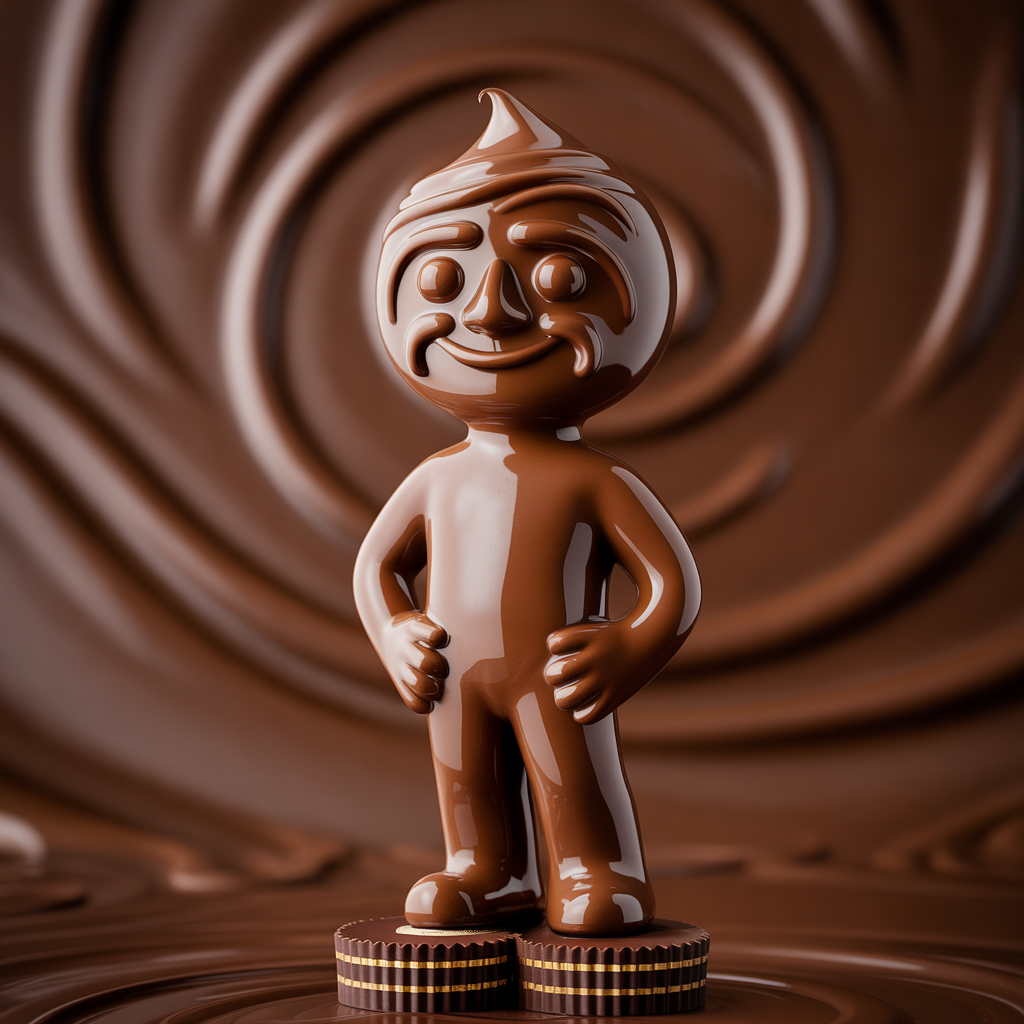 a figure of a man composed of chocolate-hazelnut spread
