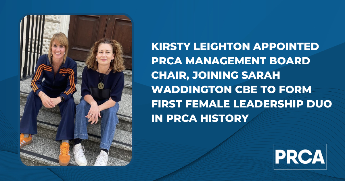 PRCA Chair Sarah Waddington pictured with Kirsty Leighton