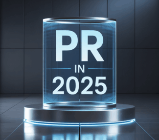 Lucite plaque with "PR in 2025" written on it
