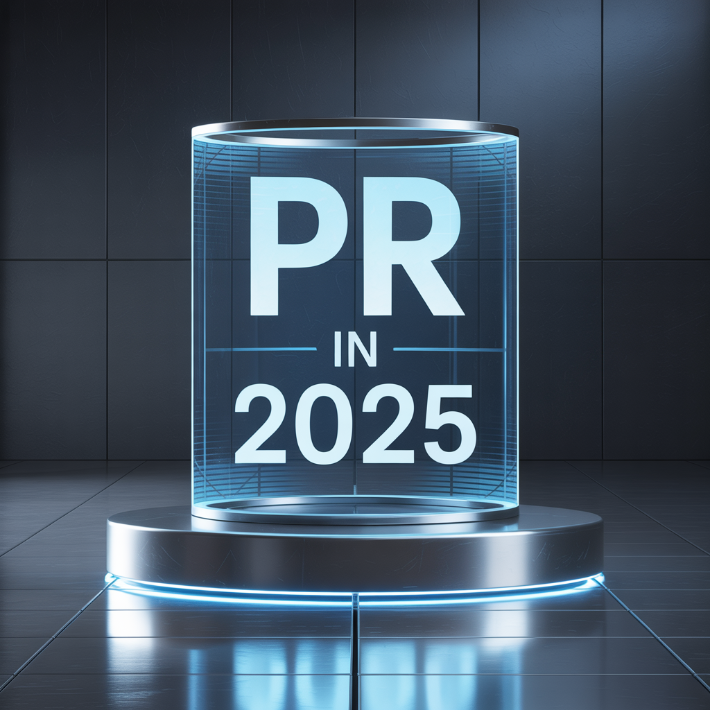 Lucite plaque with "PR in 2025" written on it
