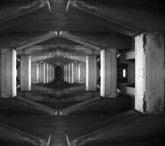 black and white visual symbolizing an "echo chamber"