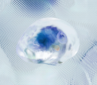 Abstract image resembling a blue water drop on an abstract light grey pattern