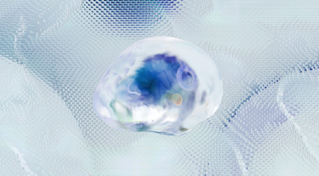 Abstract image resembling a blue water drop on an abstract light grey pattern
