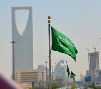 Saudi Arabian flag flying in Riyadh