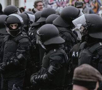 Riot police at demonstration
