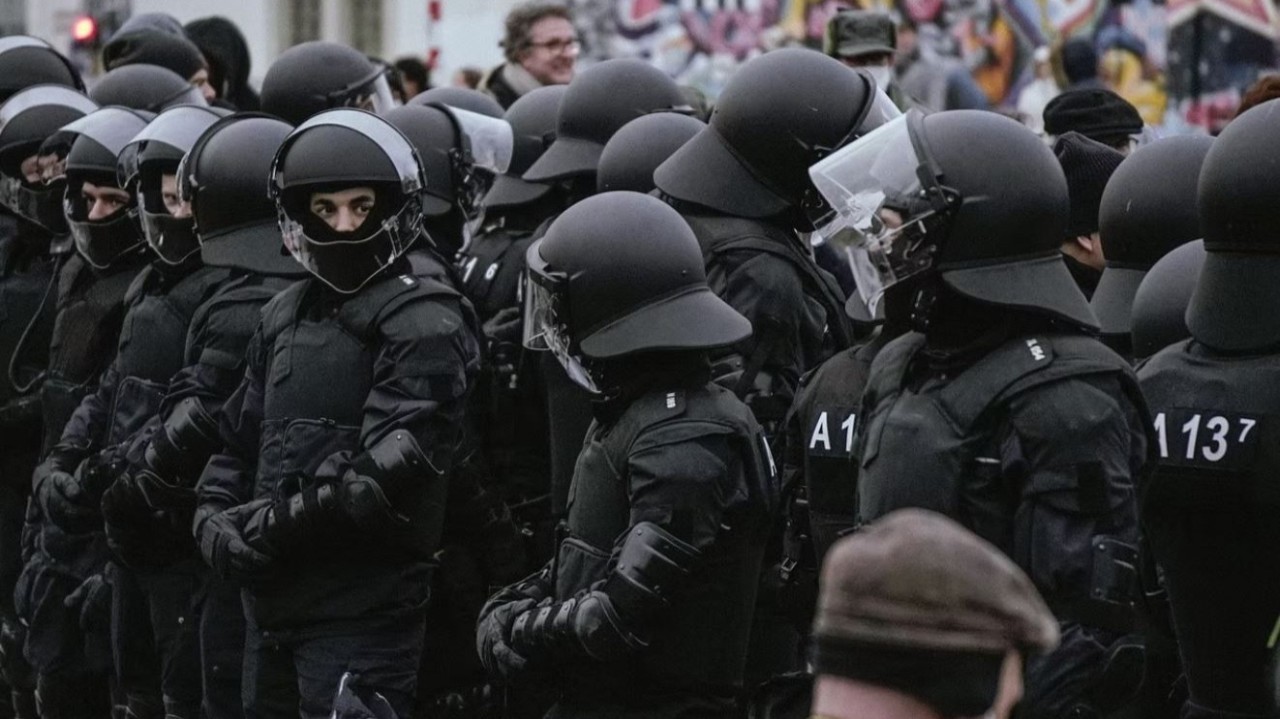Riot police at demonstration