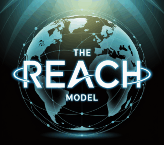 "The REACH Model" superimposed over a stylish modern globe design