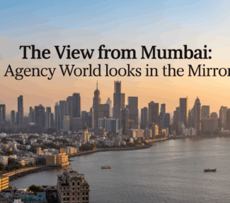 Image of Mumbai Skyline with headline "The View from Mumbai: Agency World Looks In The Mirror"
