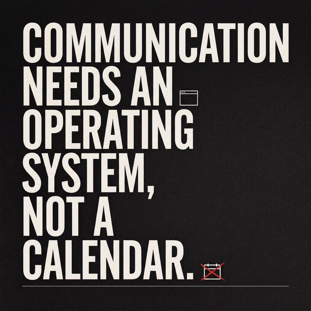 "Communication needs an operating system, not a calendar."